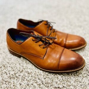 Vince Camuto Men’s Lamson Cap Oxford Toe Dress Shoes, Sz 11.5M, Cognac Brown